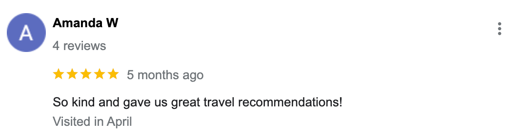 Five star review – passenger feedback